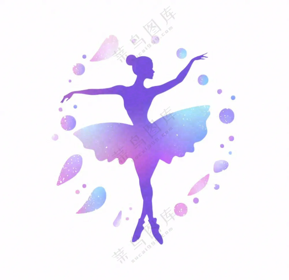 芭蕾舞舞蹈少女剪影卡通插画免抠