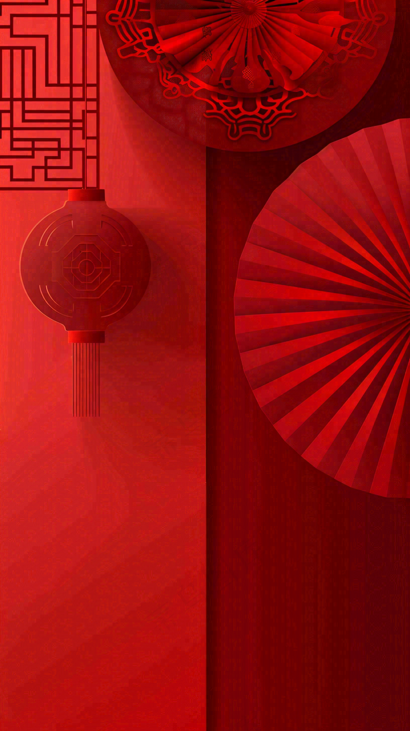 中国红立体元素节日喜庆大气庆祝小年除夕夜新年国庆背景