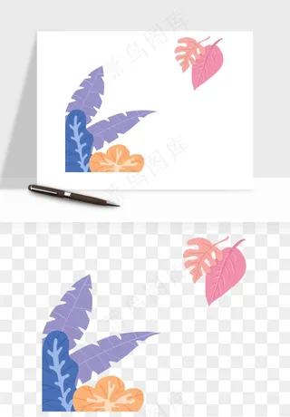 植物花卉边框装饰png免抠