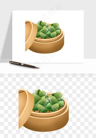国潮粽子手绘肉粽png免抠