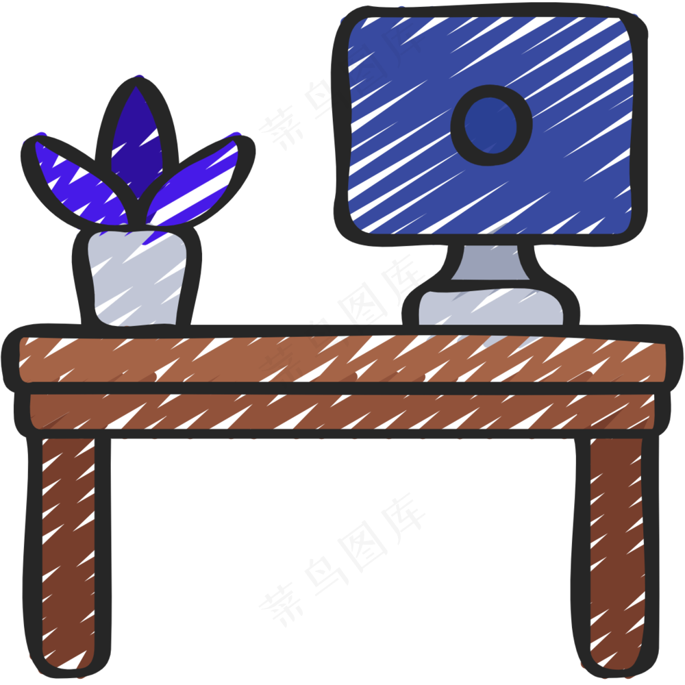 办公桌 工位 铅笔手绘图标icon