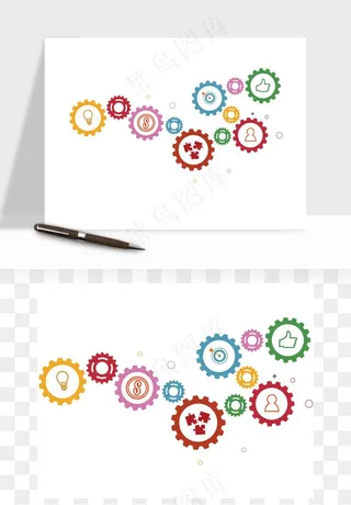 商务科技齿轮组矢量png免抠