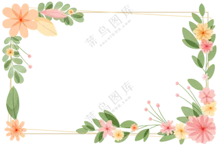 手绘水彩花卉边