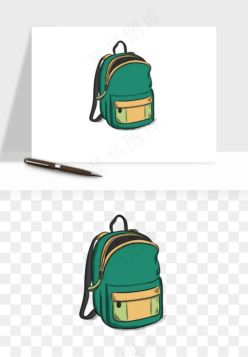 卡通书包背包双肩包png免抠