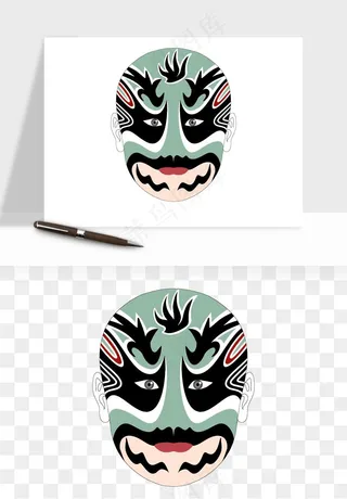 手绘戏剧脸谱卡通面具png免抠