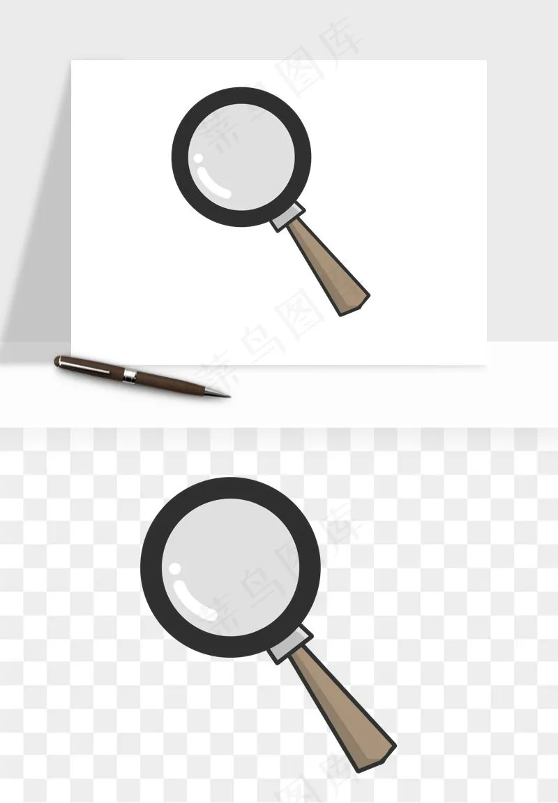 手绘放大镜镜片png免抠