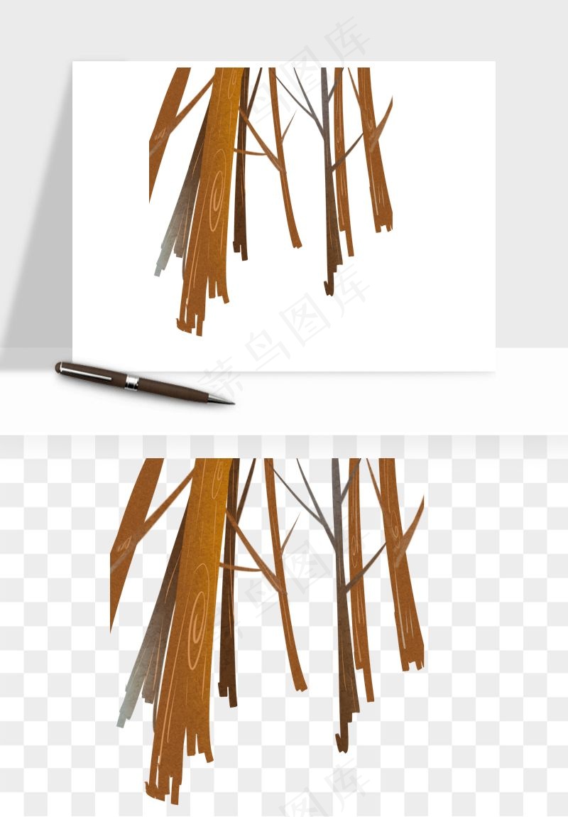 卡通树干枯树树林png免抠