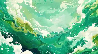 端午节水浪花绿色创意插画背景