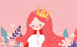 粉色鲜花女生节妇女节浪漫唯美插画背景