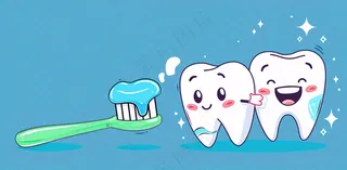 牙医牙科牙齿清洁美白插画背景