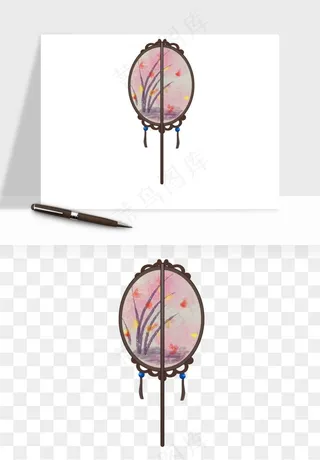 古风扇子元素png免抠