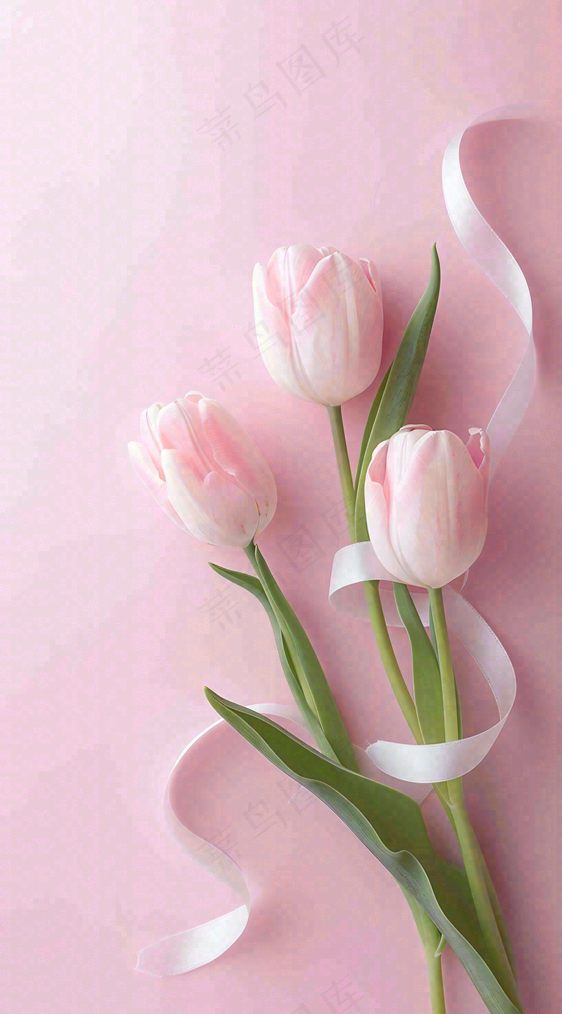 粉色郁金香花束母亲节送花摄影图