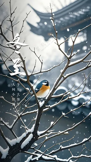 冬至节气节日简约大气唯美海报