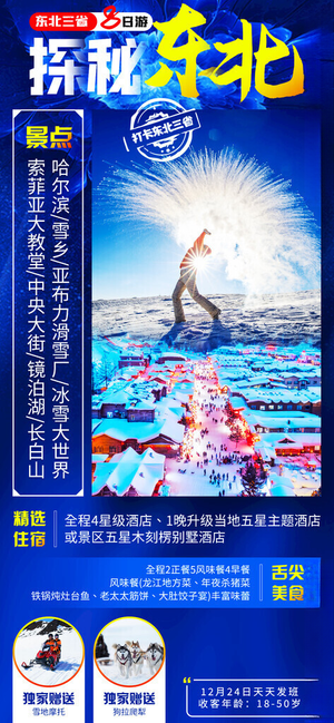 东北旅游海报泼水成冰海报设计