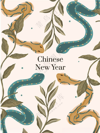 矢量蛇元素春节剪影2025年蛇年海报