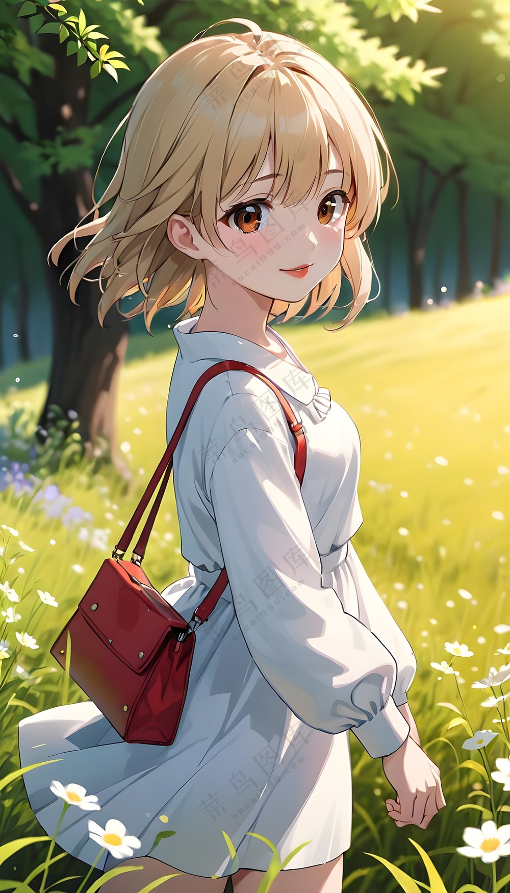 外花草丛动漫美女图片