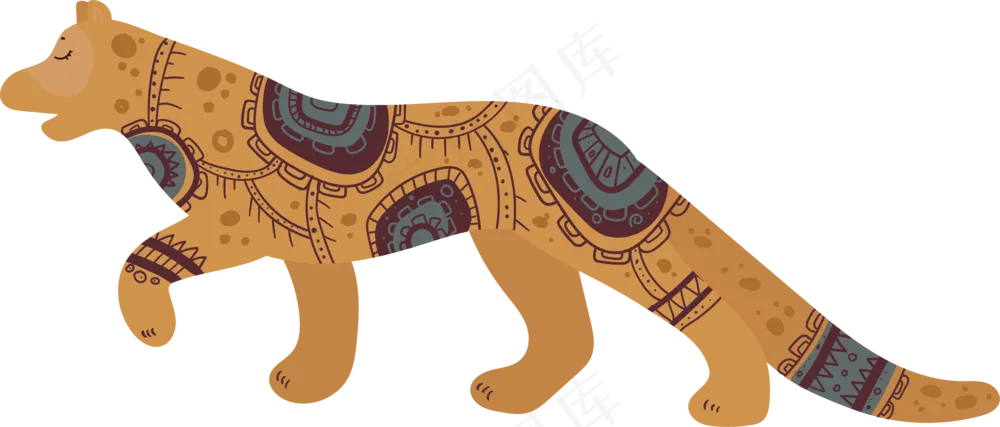 棕黄色豹子 波西米亚风格花纹小动物