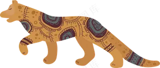 棕黄色豹子 波西米亚风格花纹小动物