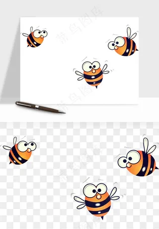 卡通蜜蜂采蜜png免抠