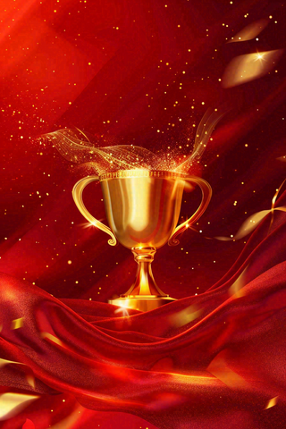 销量冠军销售红色大气奖杯背景