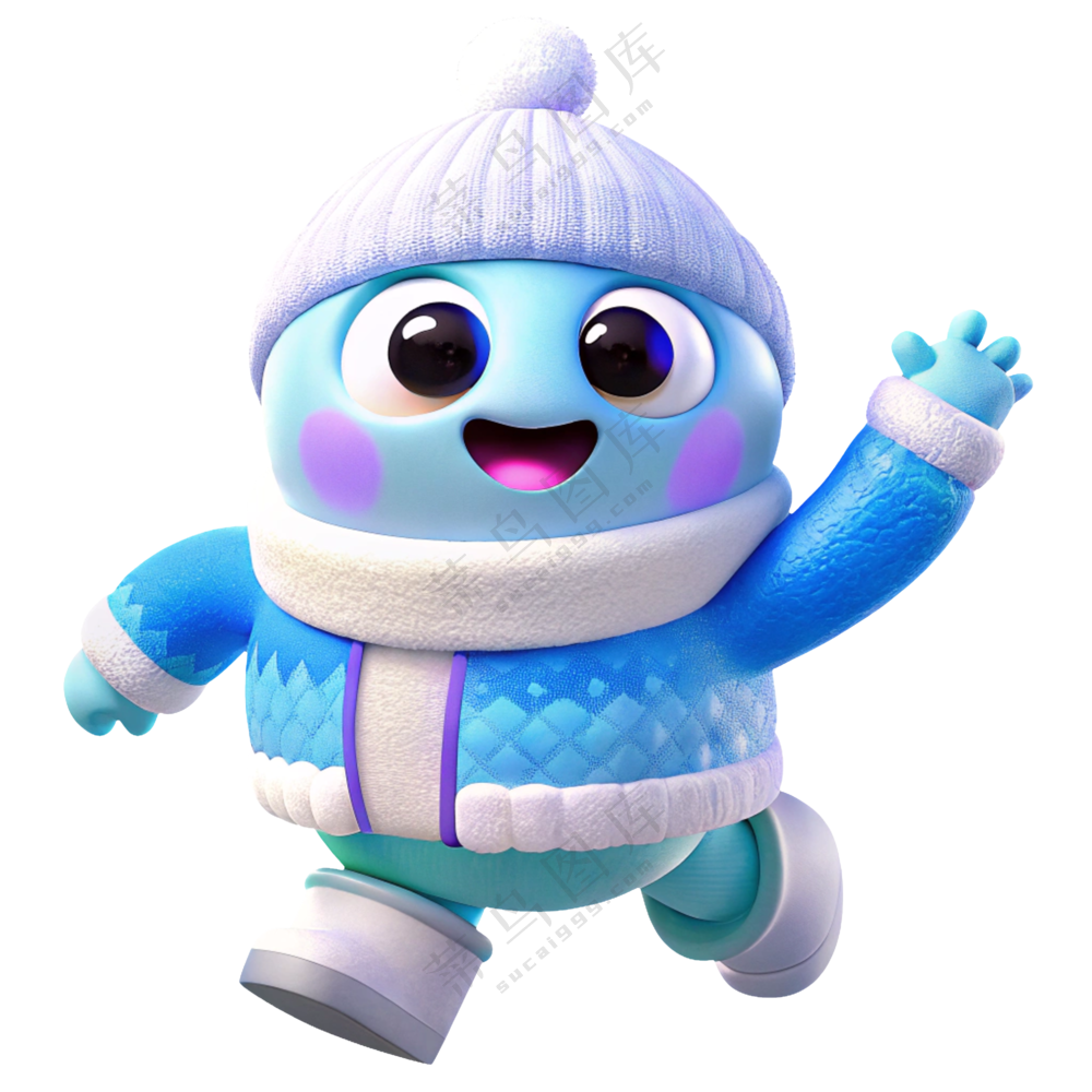 3D立体开心打招呼吉祥物2