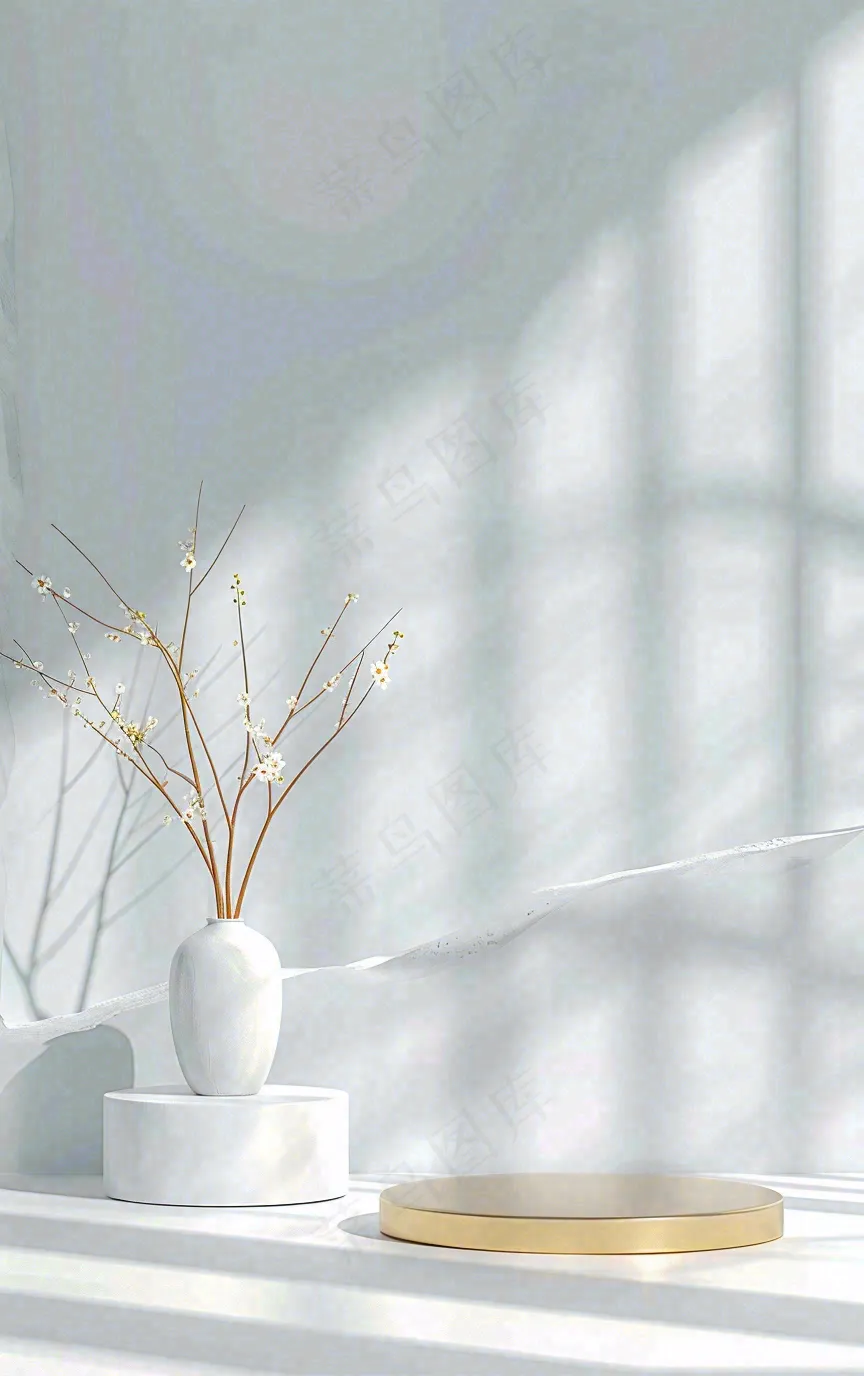 美妆护肤3d展台清新背景