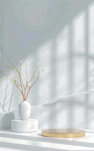 美妆护肤3d展台清新背景