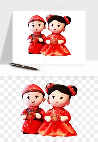 卡通中式婚礼新人png免抠