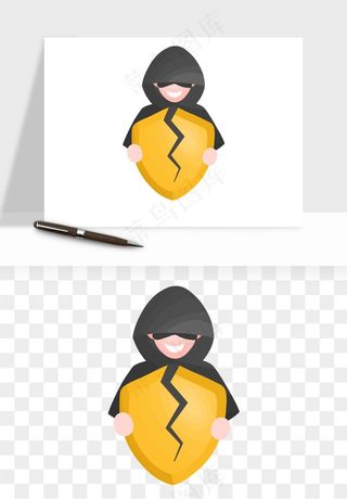 卡通小偷黑客png免抠