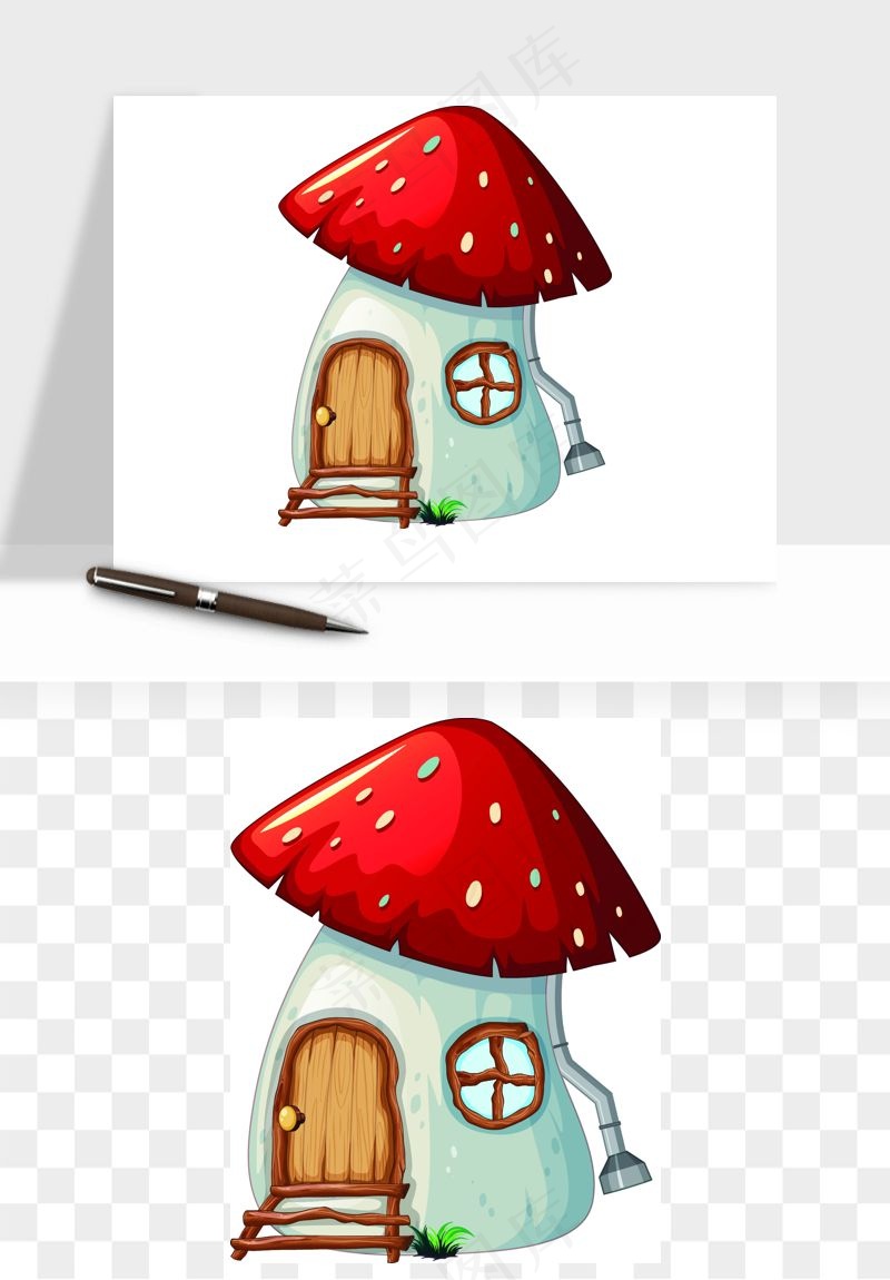 卡通蘑菇房子矢量png免抠图