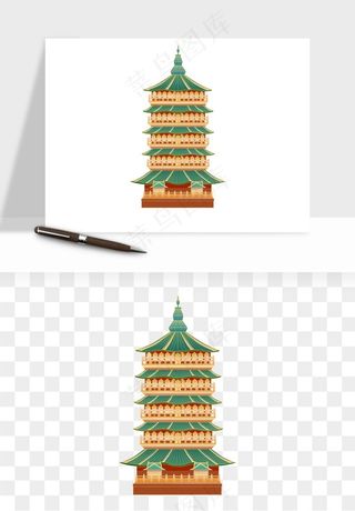 国潮风古建筑古楼古塔鼓楼psd,png免抠图