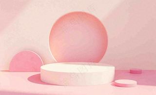 美妆护肤3d展台清新背景