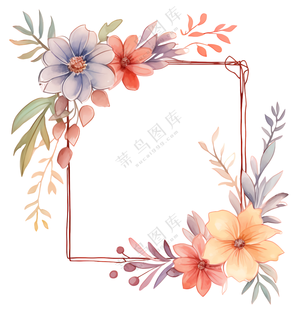 美丽的水彩花卉画框