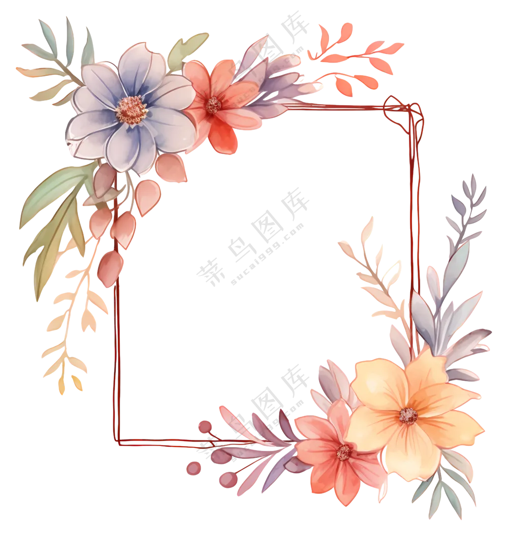 美丽的水彩花卉画框