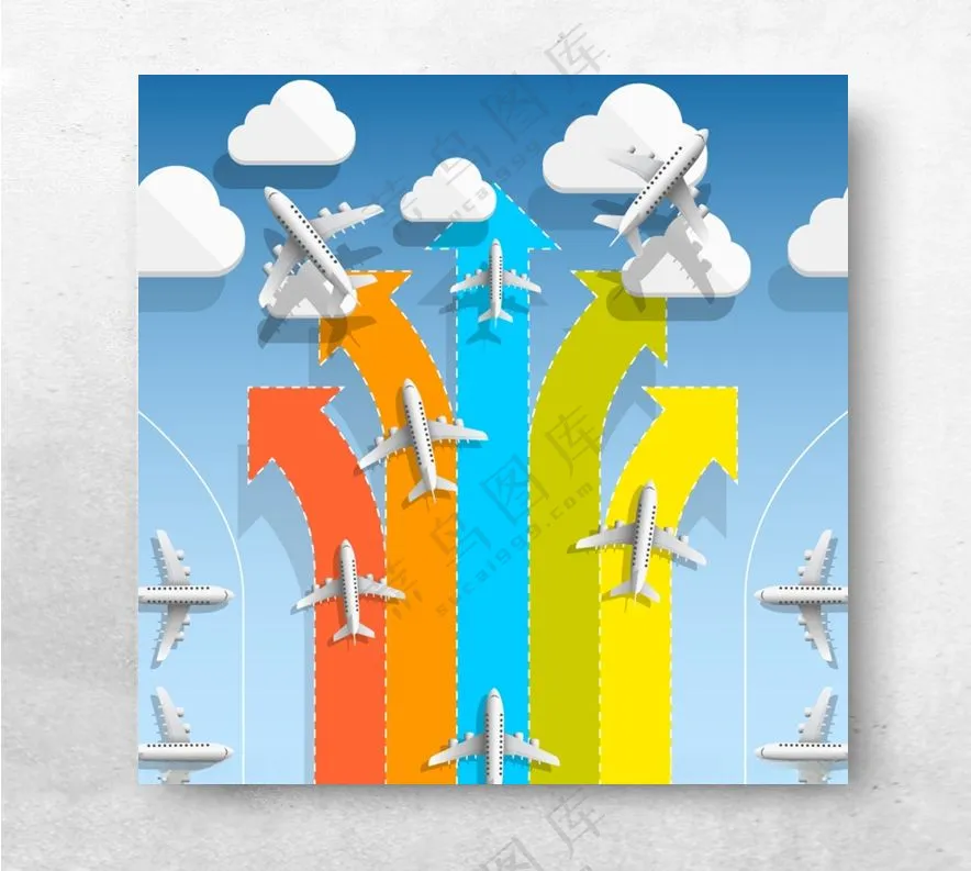 跑道与飞机背景ai矢量