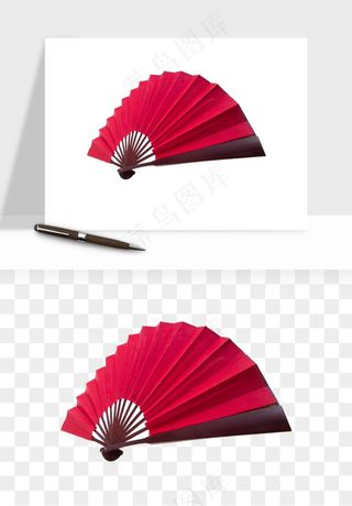 古风扇子元素png免抠