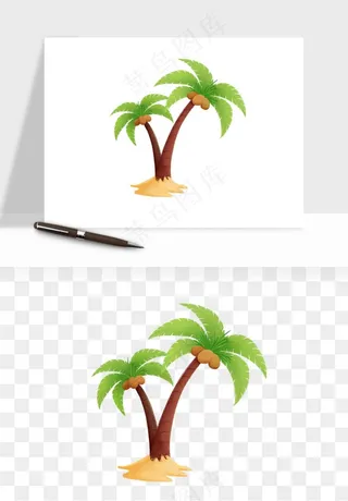 卡通沙滩椰子树png免抠