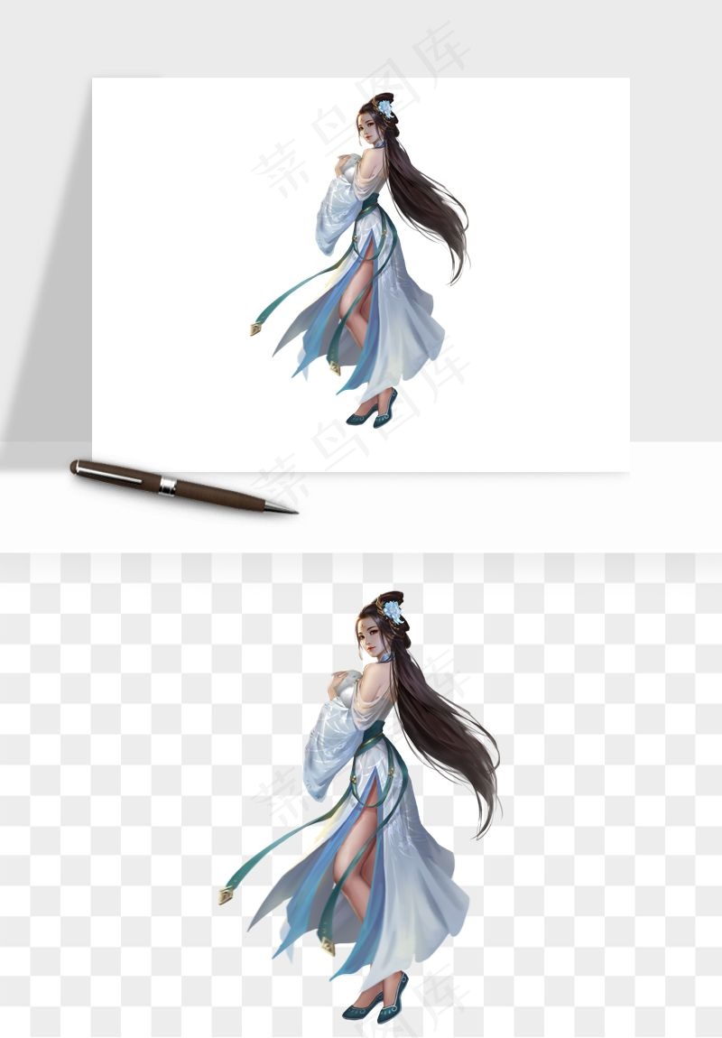 古风美人女子背影png免抠