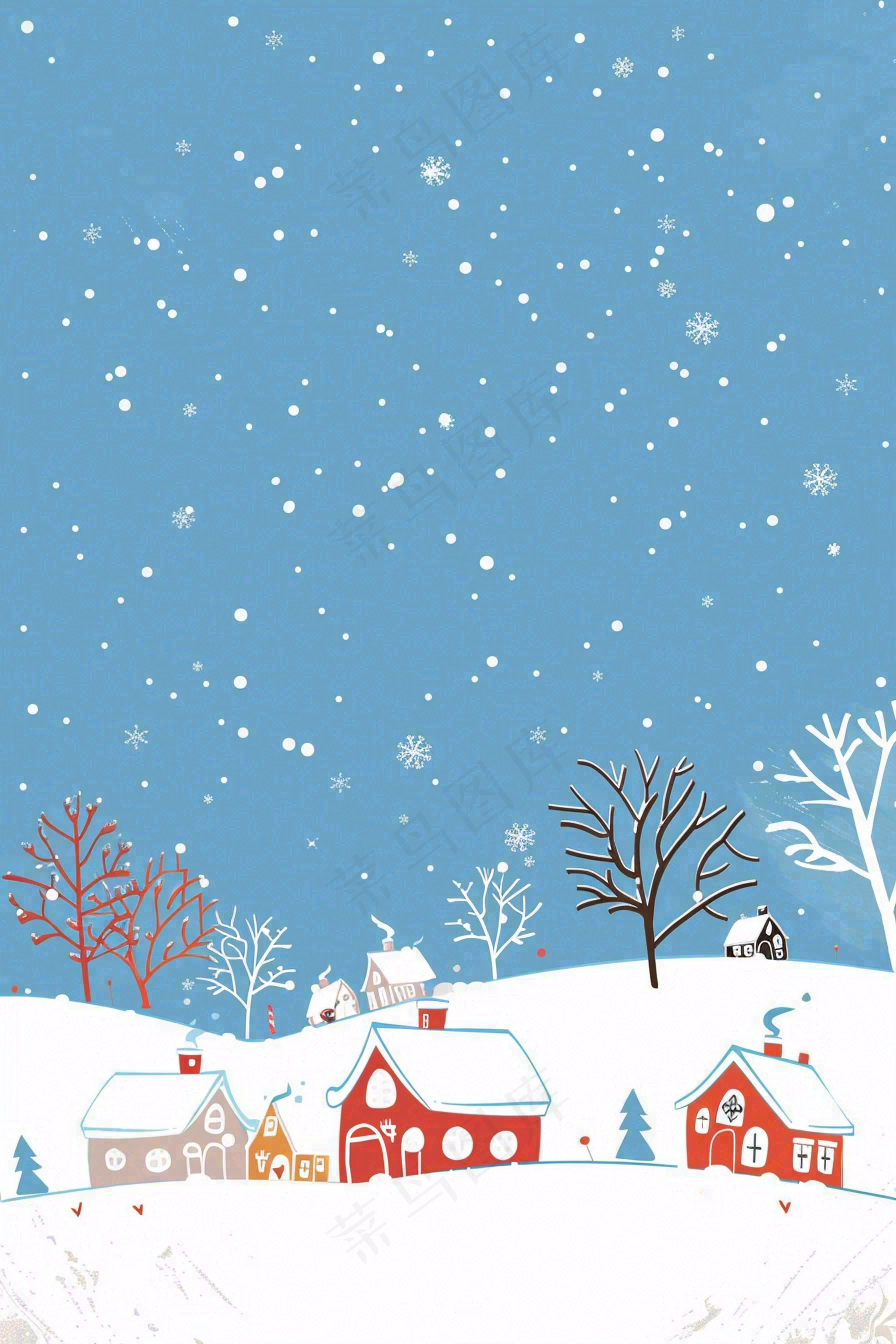冬天白雪覆盖寒冷唯美雪景大寒插画背景
