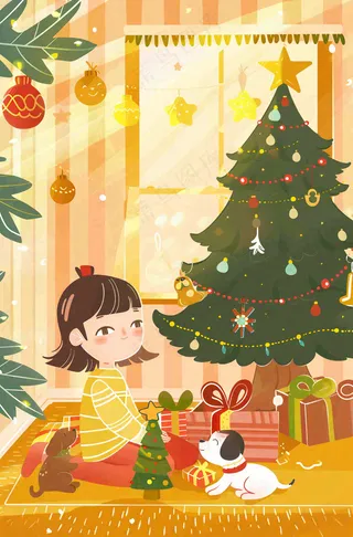 圣诞节卡通插画背景