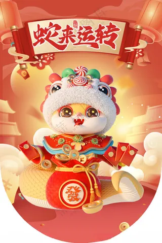 蛇年吊旗2025PSD海报