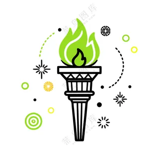 简约线条燃烧火把火炬