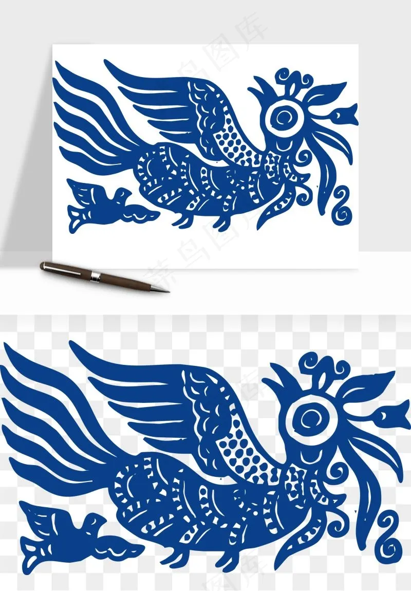 青花瓷花纹花卉图案png免抠