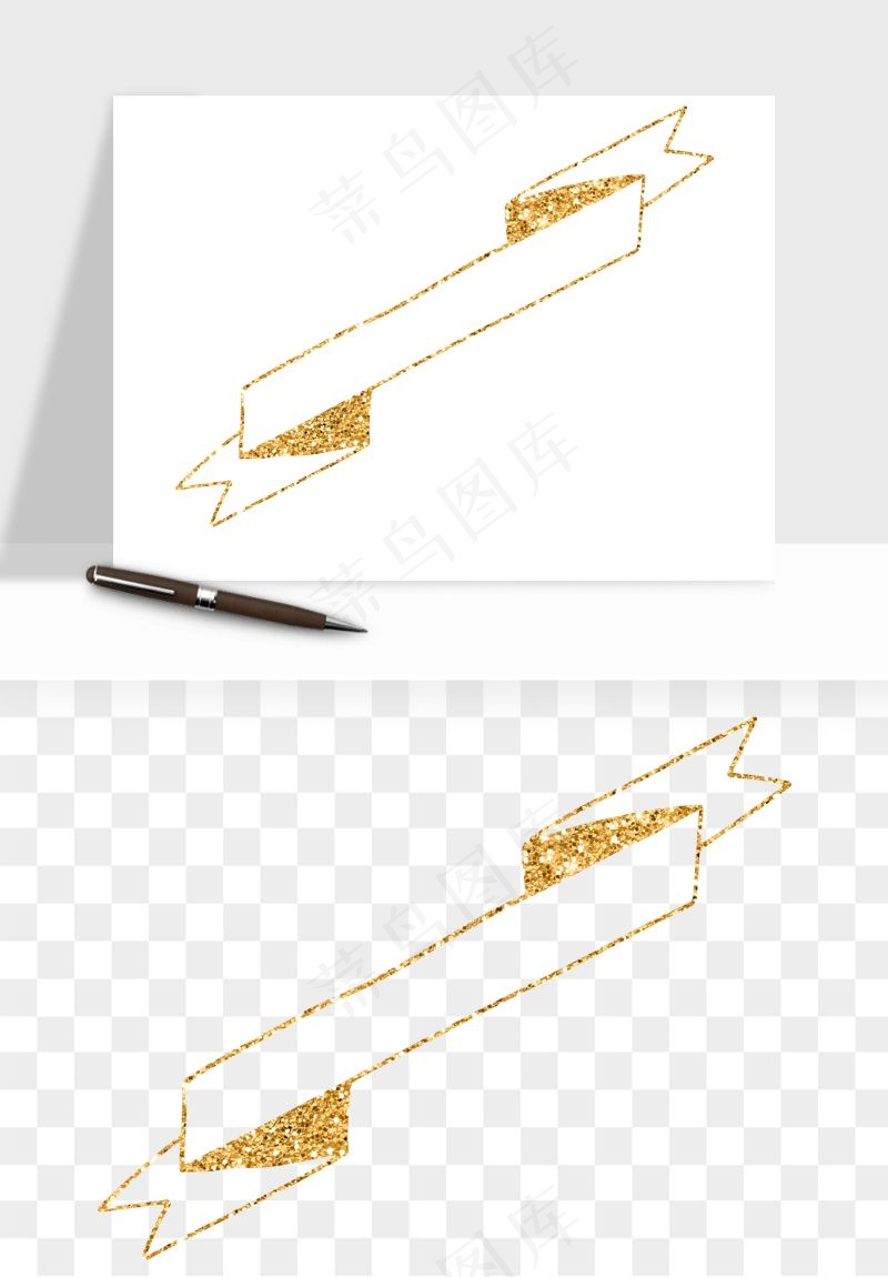 金色植物花环边框png免抠