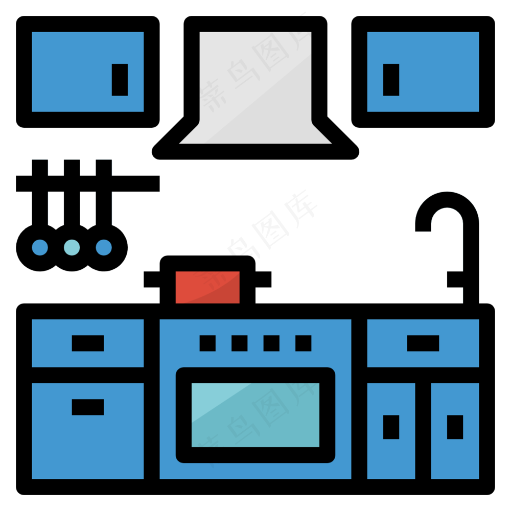 厨房装修 线性色彩图标