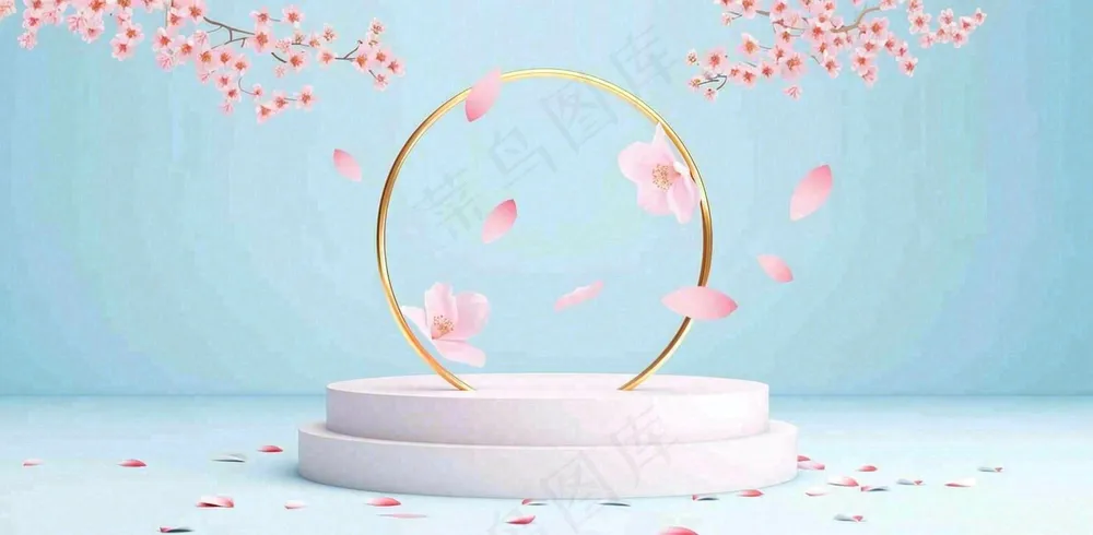 美妆护肤3d展台清新背景