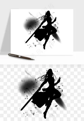 水墨江湖侠客武侠剪影png免抠