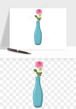 手绘花瓶花艺png免抠