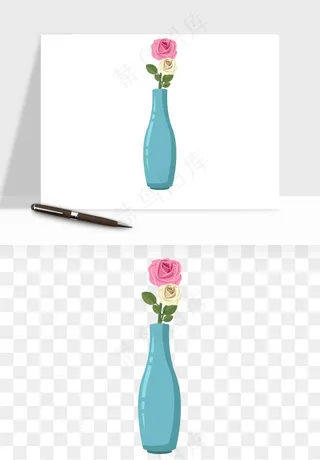 手绘花瓶花艺png免抠