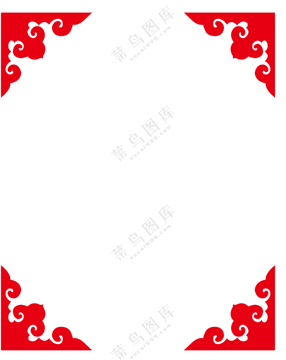 红色边框装饰花角元素免抠图片素材